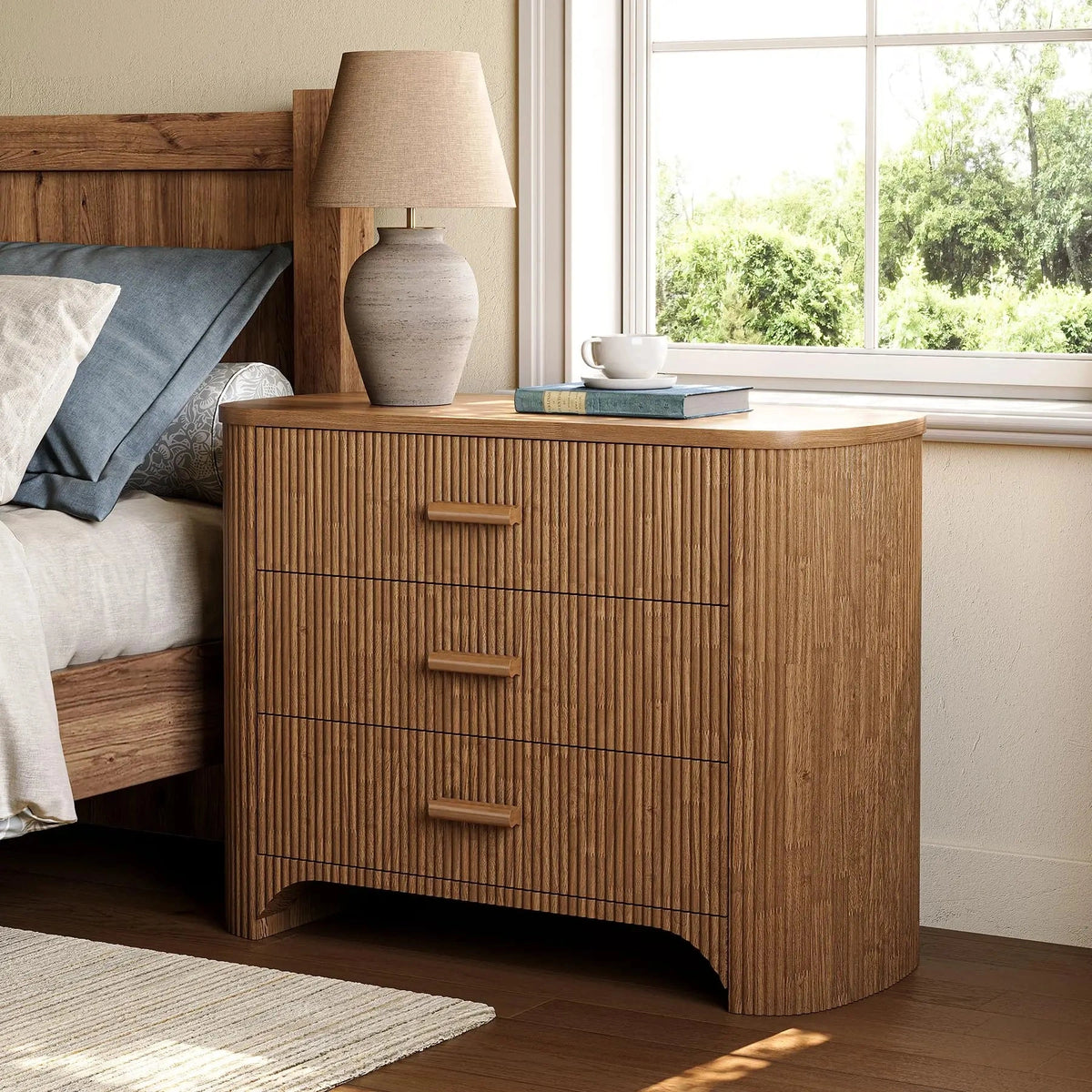 Montaigne Fluted Oak Nightstand (31.5")