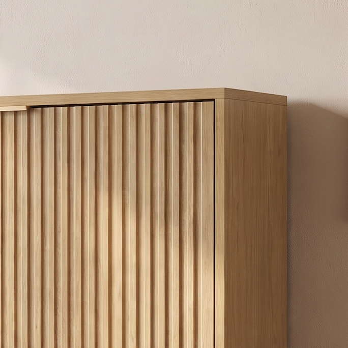 Aveline Natural Fluted Shoe Cabinet (30")