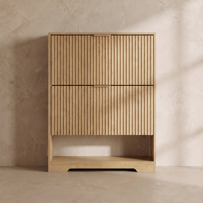 Aveline Natural Fluted Shoe Cabinet (30")