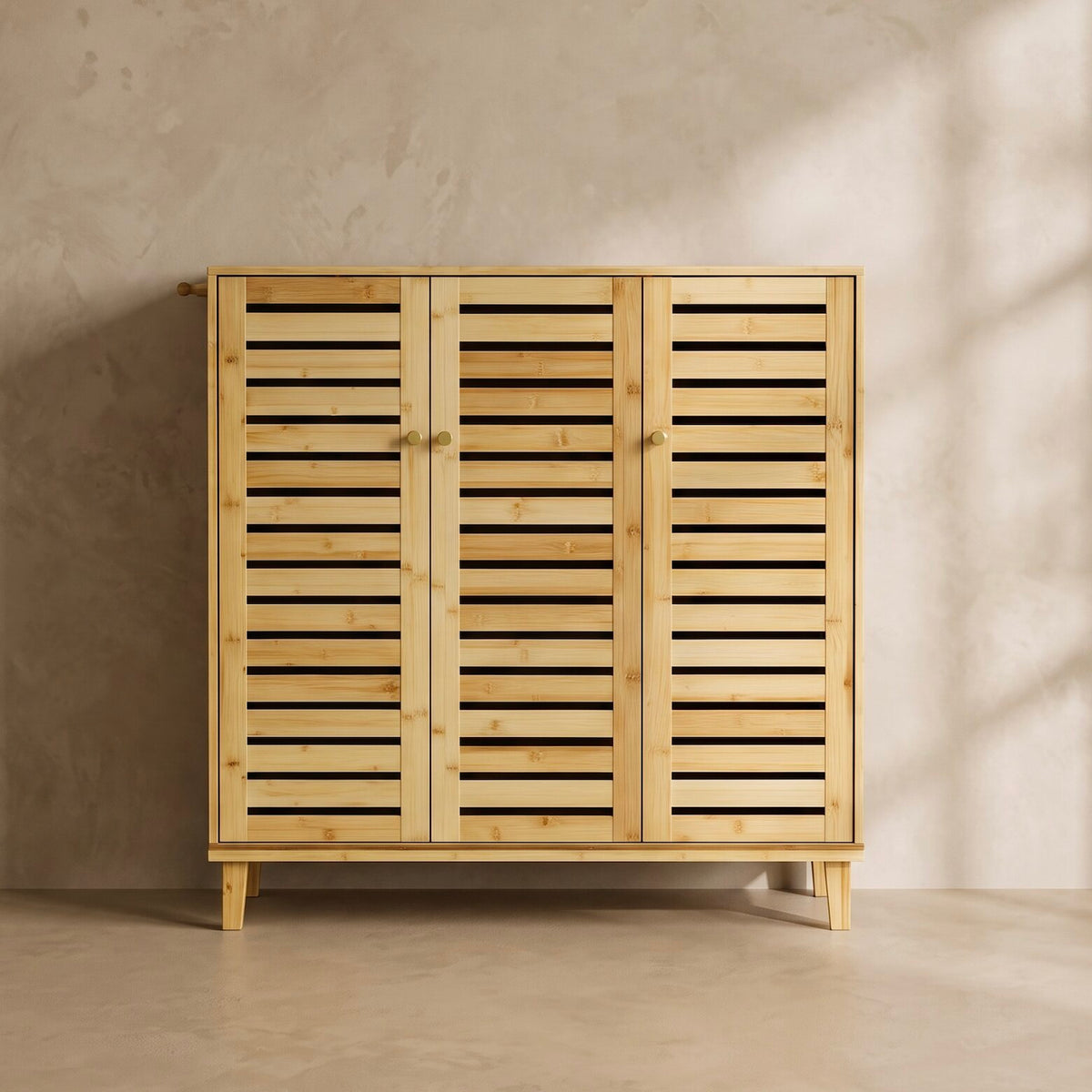 Sorella Bamboo Slatted Shoe Cabinet (35.6")