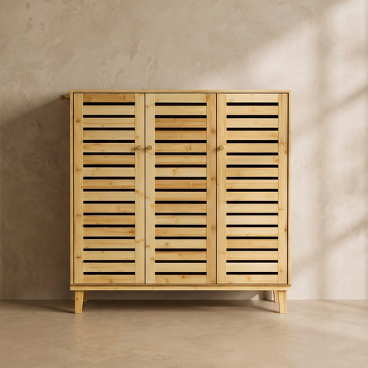 Sorella Bamboo Slatted Shoe Cabinet (35.6")