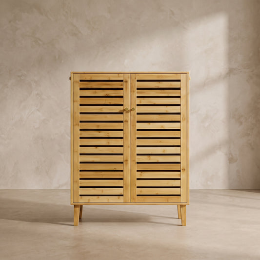 Sorella Compact Bamboo Slatted Shoe Cabinet (30")