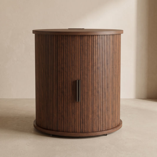 Thalor Walnut-Toned Charging Nightstand