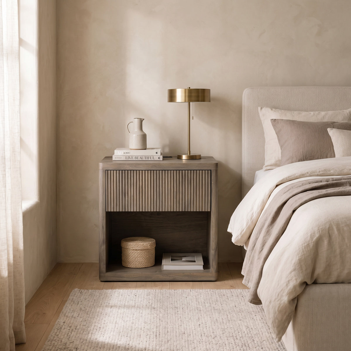 Cendrine Glass-Accented Nightstand