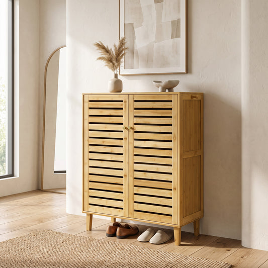 Sorella Compact Bamboo Slatted Shoe Cabinet (30")