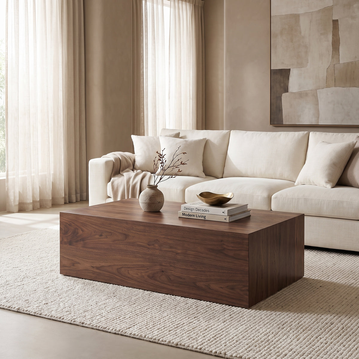 Soren Travertine Coffee Table (39.4")