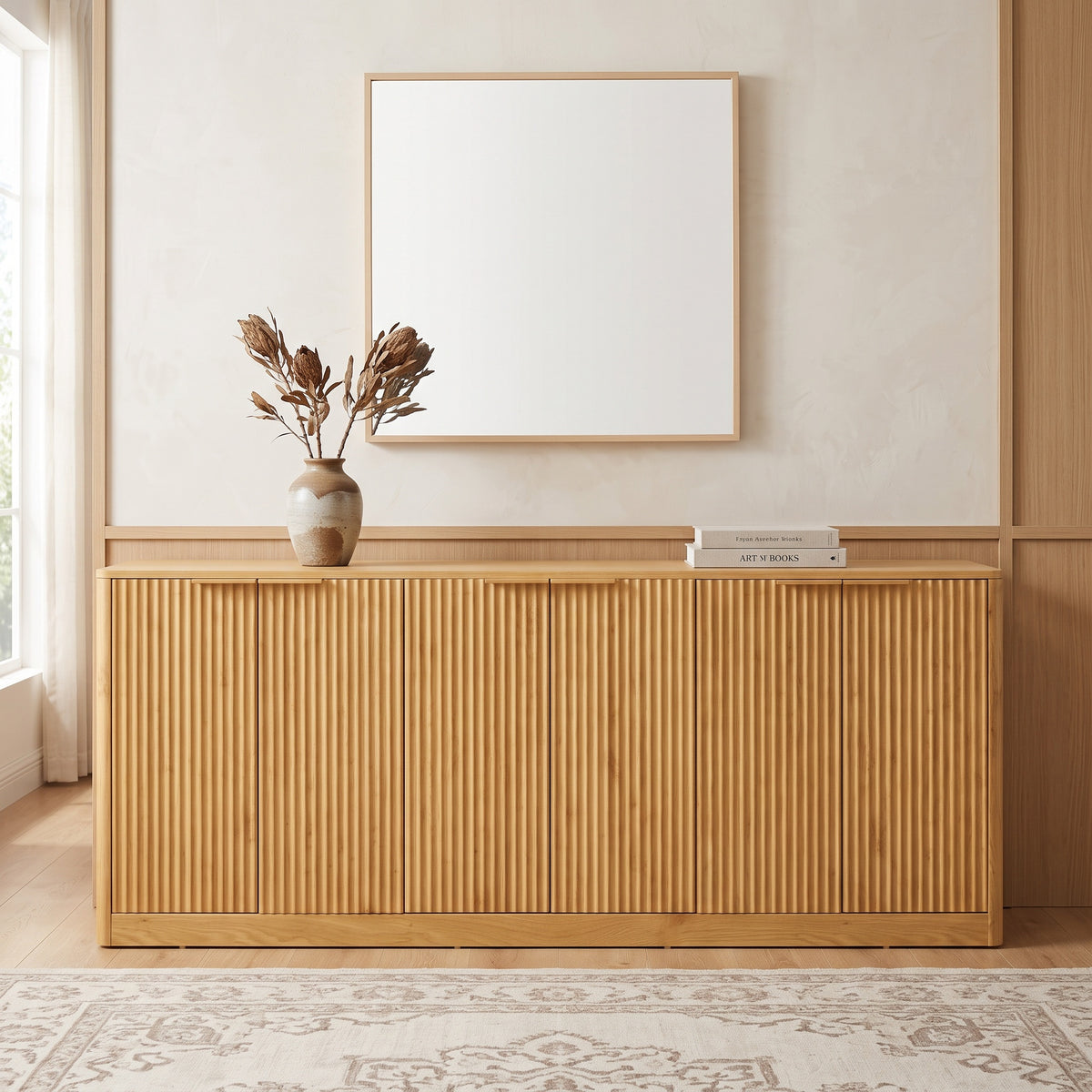 Ismara Natural Fluted Console Table (67")