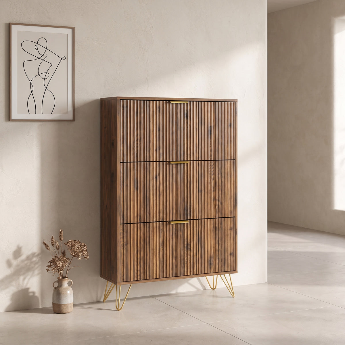 Marlowe Fluted Flip Shoe Cabinet (31.5")