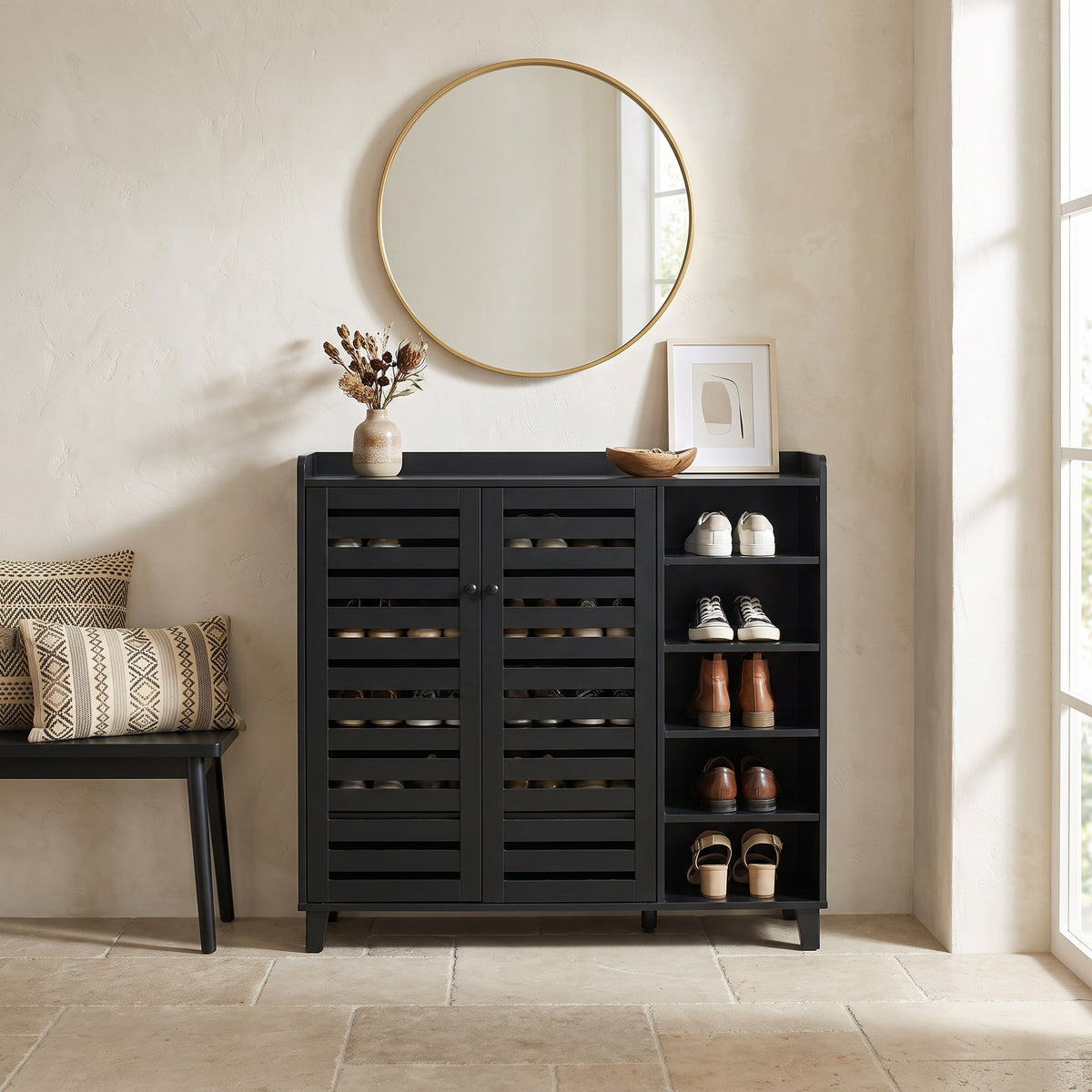 Sylvan Black Shoe Cabinet (45.7")
