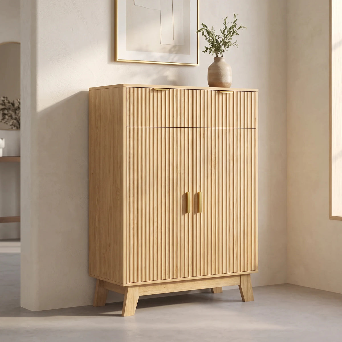 Liora Fluted Storage Shoe Cabinet (31.5")