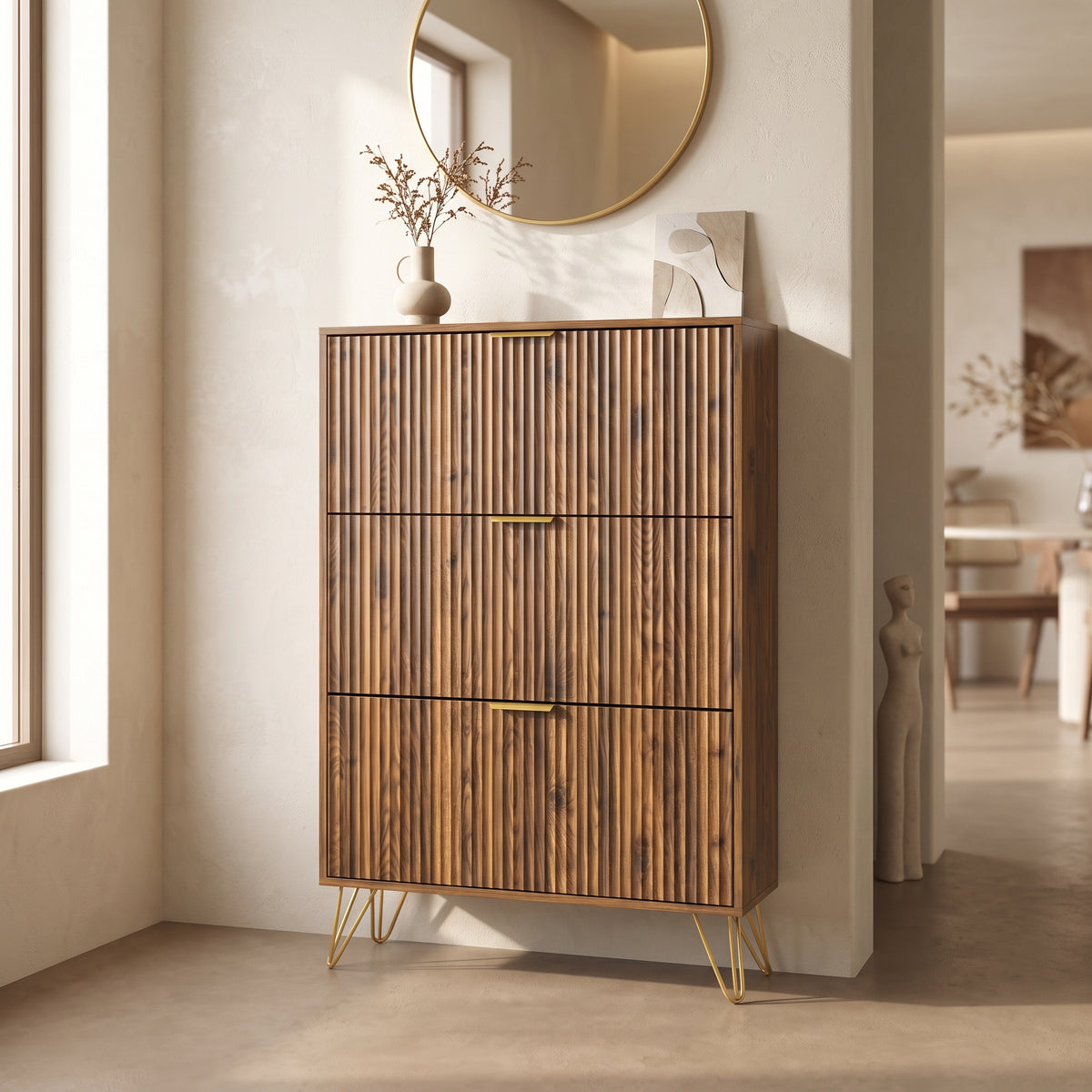 Marlowe Fluted Flip Shoe Cabinet (31.5")