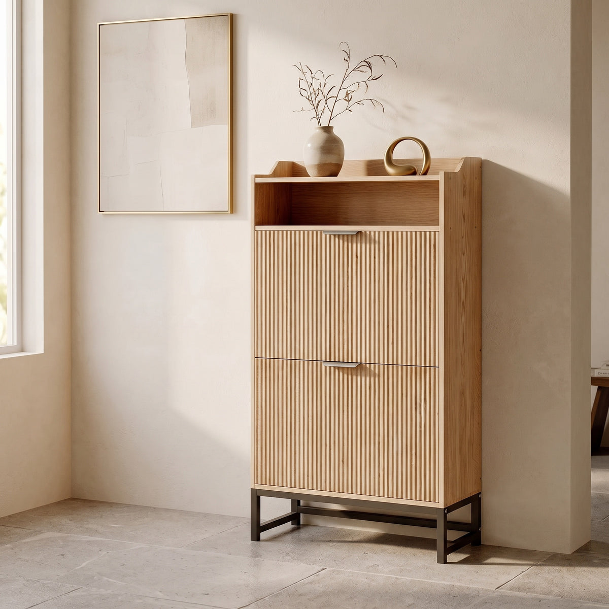 Valmere Wave Fluted Shoe Cabinet (30")