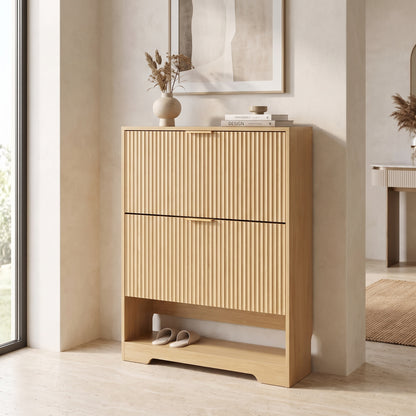 Aveline Natural Fluted Shoe Cabinet (30")