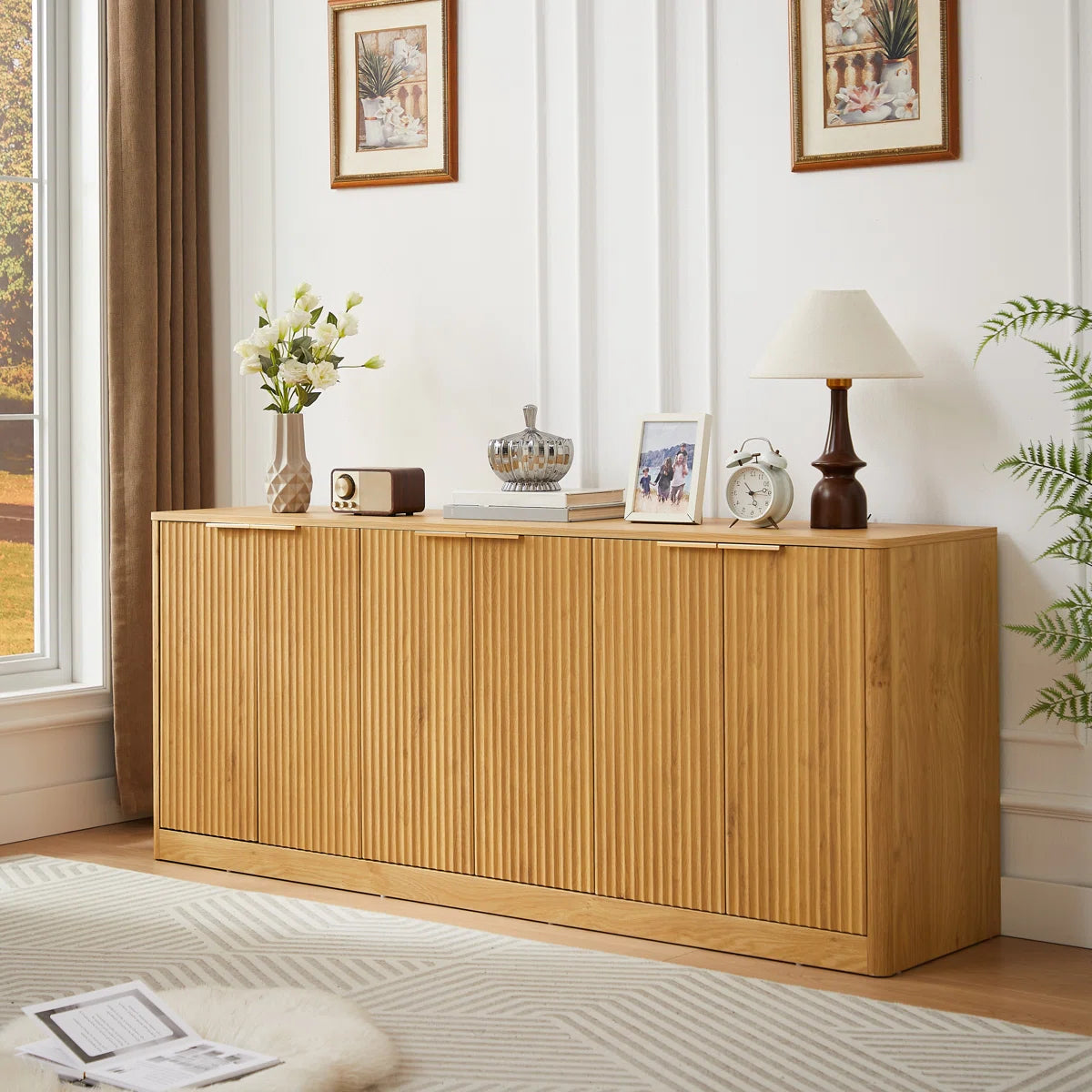 Ismara Natural Fluted Console Table (67")