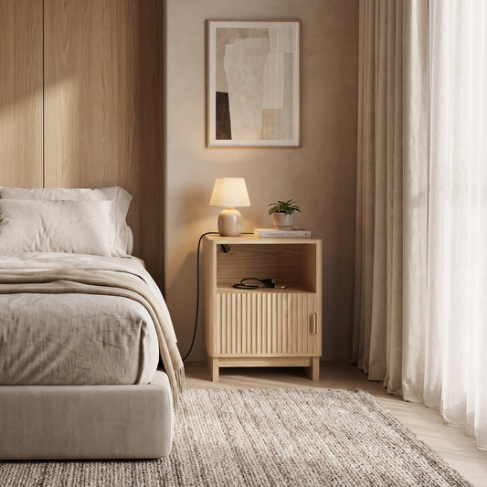 Nerath Natural Fluted Nightstand