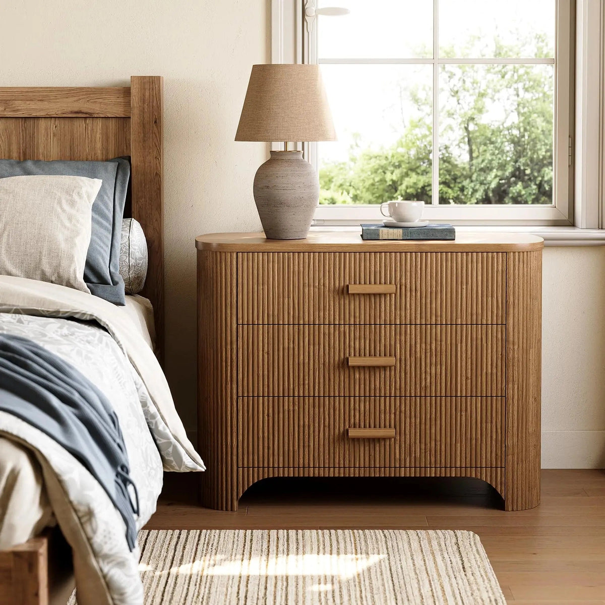 Montaigne Fluted Oak Nightstand (31.5")