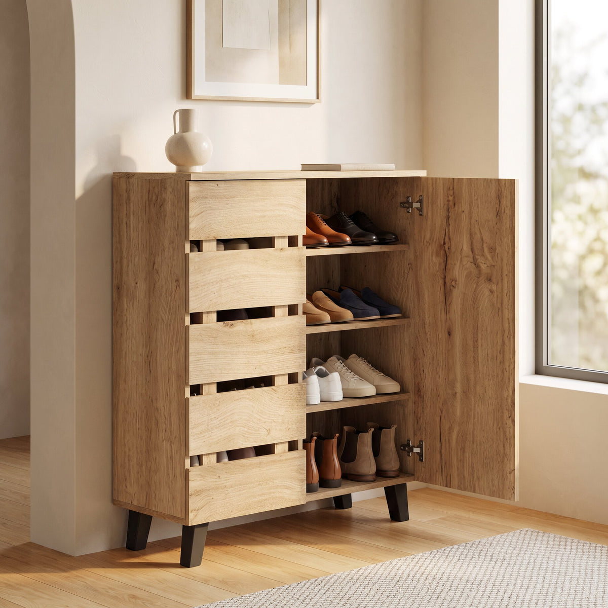 Calloway Louvered Storage Shoe Cabinet (31.5")