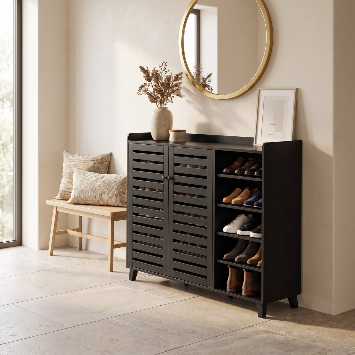 Sylvan Black Shoe Cabinet (45.7")