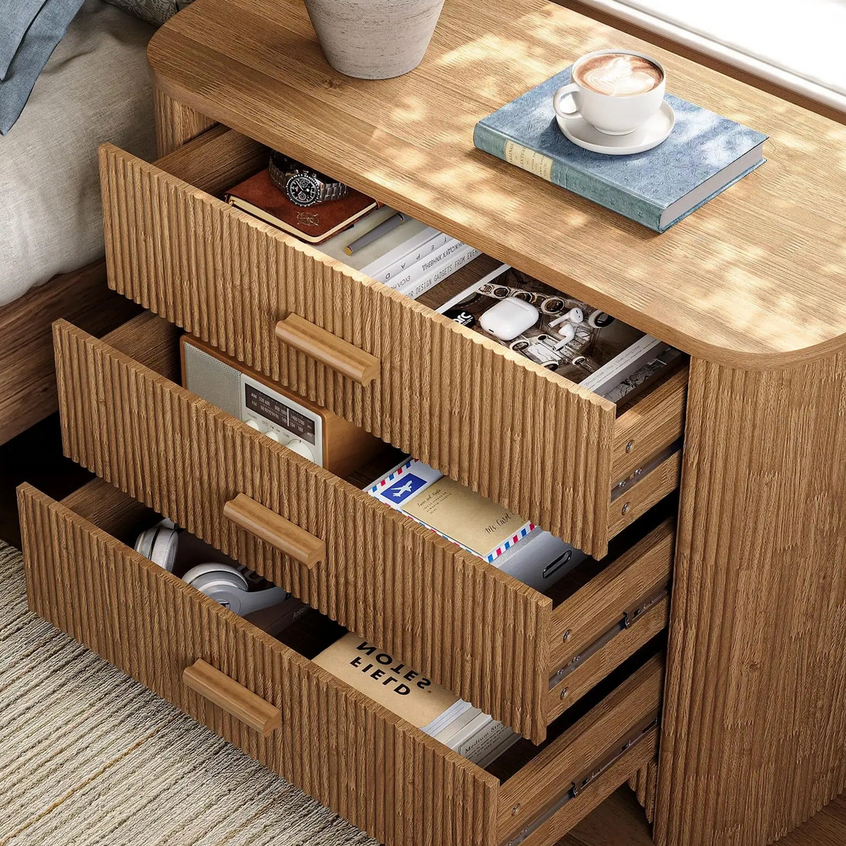 Montaigne Fluted Oak Nightstand (31.5")