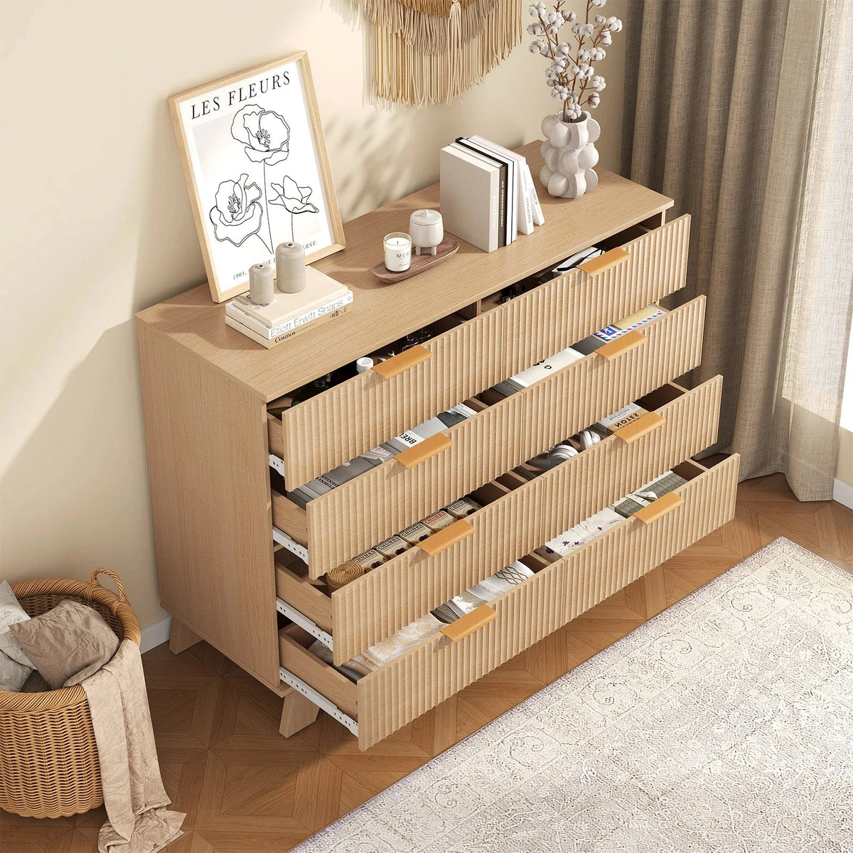 Perrin Fluted 6-Drawer Dresser (39.4")