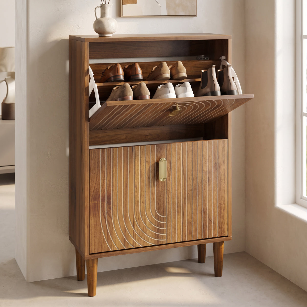 Everly Modern Flip Shoe Cabinet (23.6")