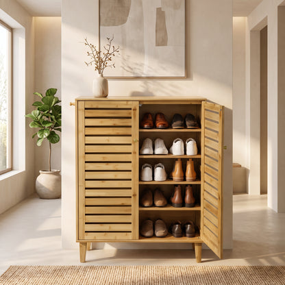 Sorella Compact Bamboo Slatted Shoe Cabinet (30")