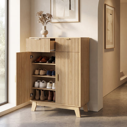 Liora Fluted Storage Shoe Cabinet (31.5")