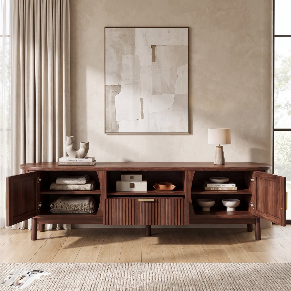 Caldris Mid-Century Media Console (67")