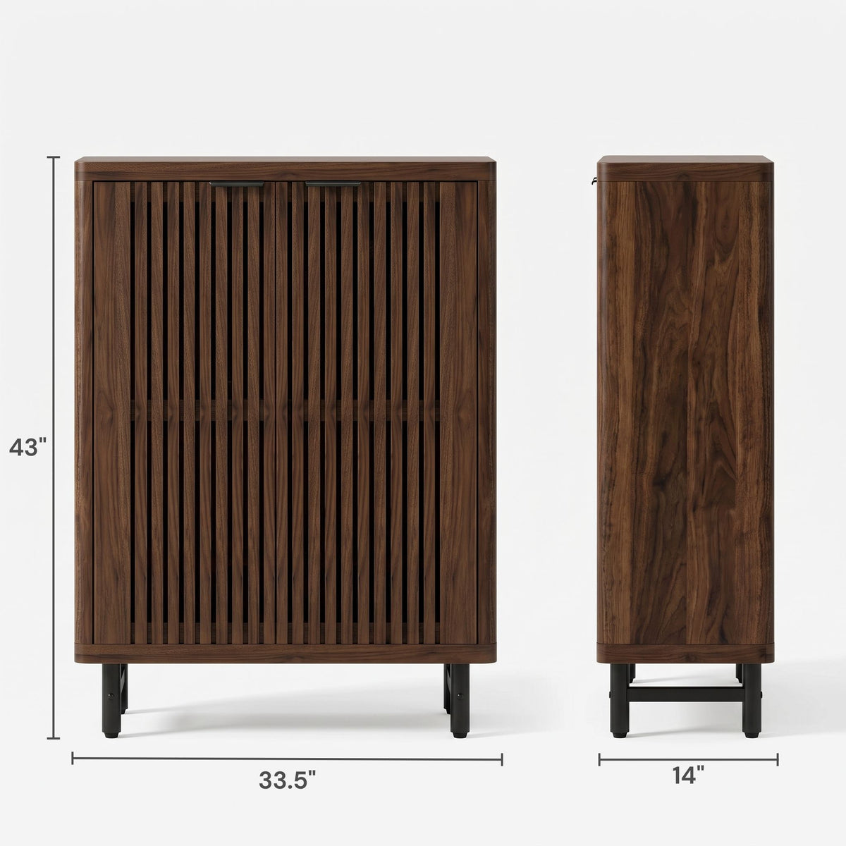 Kingsley Walnut Louvered Shoe Cabinet (33.5")