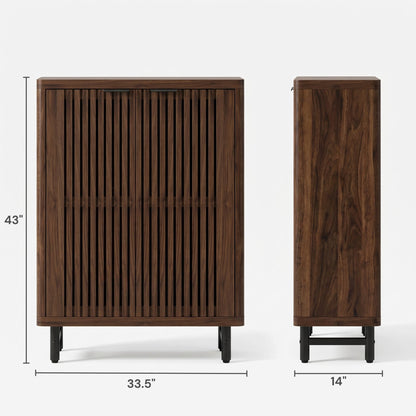 Kingsley Walnut Louvered Shoe Cabinet (33.5")