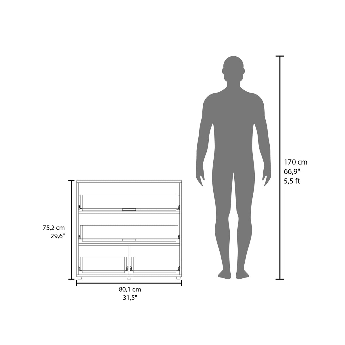 Mersant 4-Drawer Vertical Dresser (31.5")