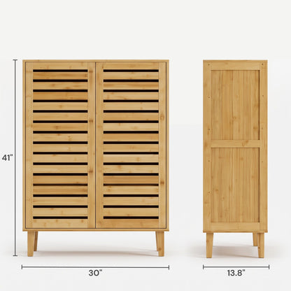 Sorella Compact Bamboo Slatted Shoe Cabinet (30")