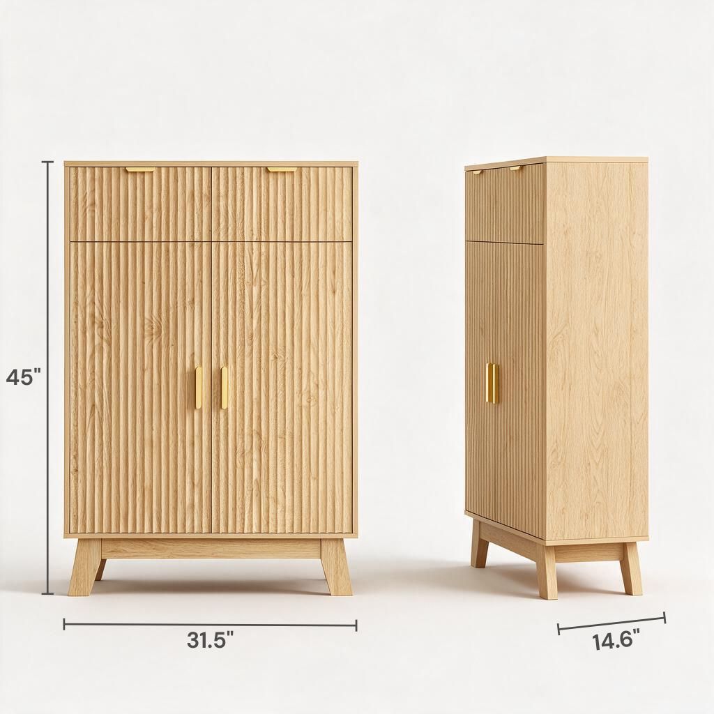 Liora Fluted Storage Shoe Cabinet (31.5")