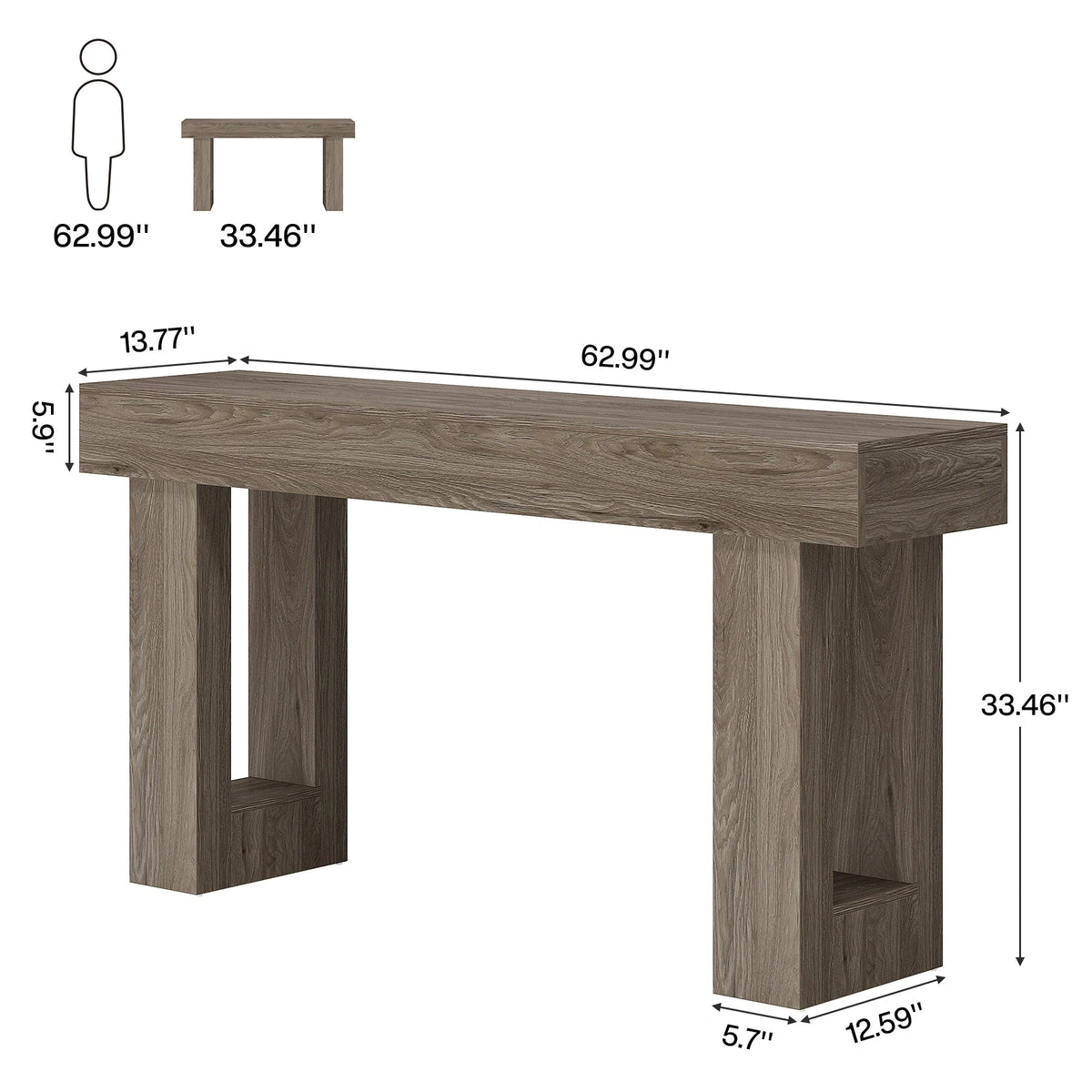 Dorsenne Thick-Top Console Table (63")