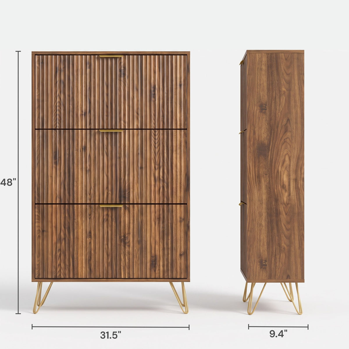 Marlowe Fluted Flip Shoe Cabinet (31.5")