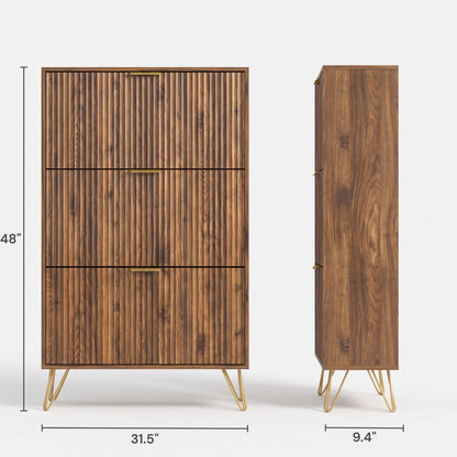 Marlowe Fluted Flip Shoe Cabinet (31.5")
