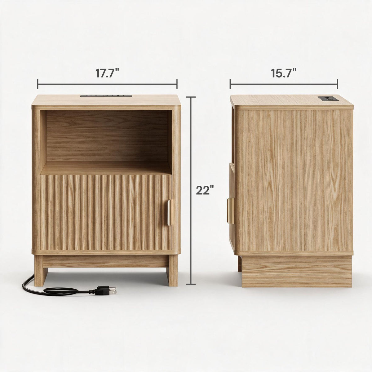 Nerath Natural Fluted Nightstand