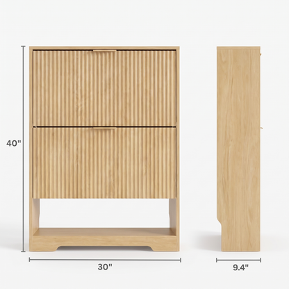 Aveline Natural Fluted Shoe Cabinet (30")
