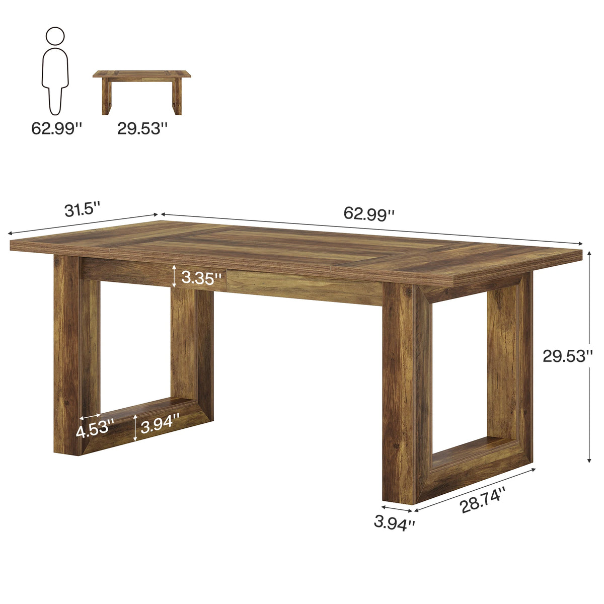 Ravelle Rectangular Dining Table (63")