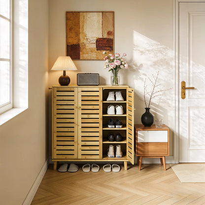 Sorella Bamboo Slatted Shoe Cabinet (35.6")