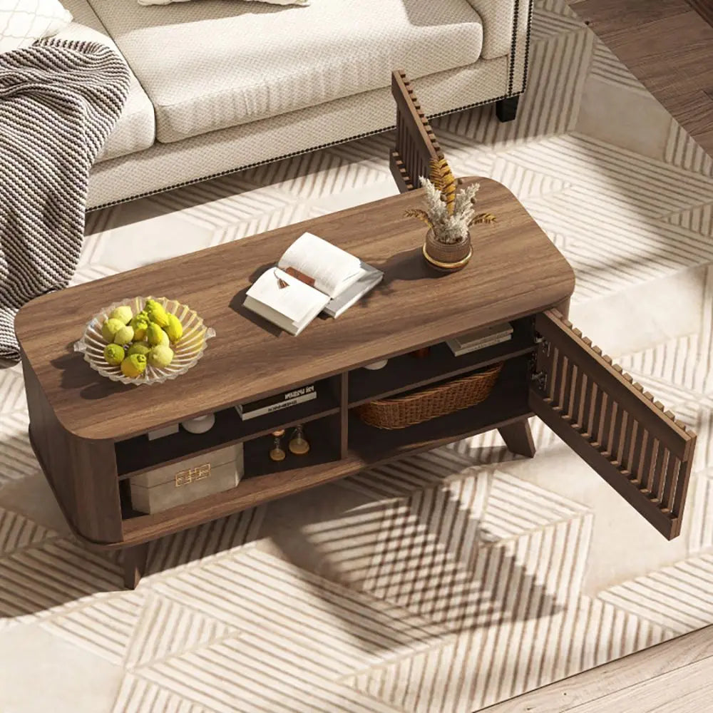 Adjustable Shelves Rectangular Coffee Table with Storage for Home or Office