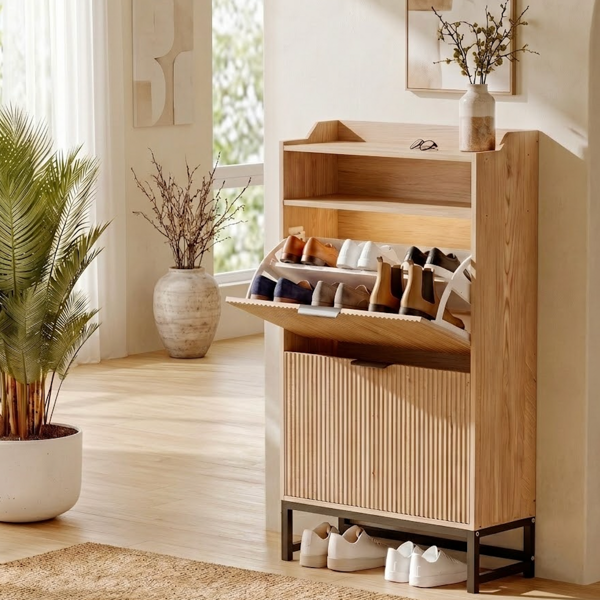 Valmere Wave Fluted Shoe Cabinet (30")